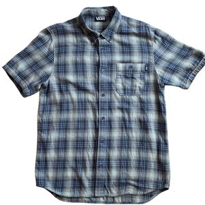 Vans Medium Blue Plaid Short Sleeve Button Down Skate Shirt